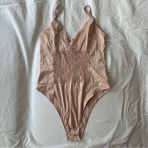 Parisian Light pink lace body suit, size medium